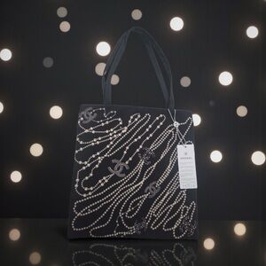 NWT Chanel Black Tote Bag with Pearl Design